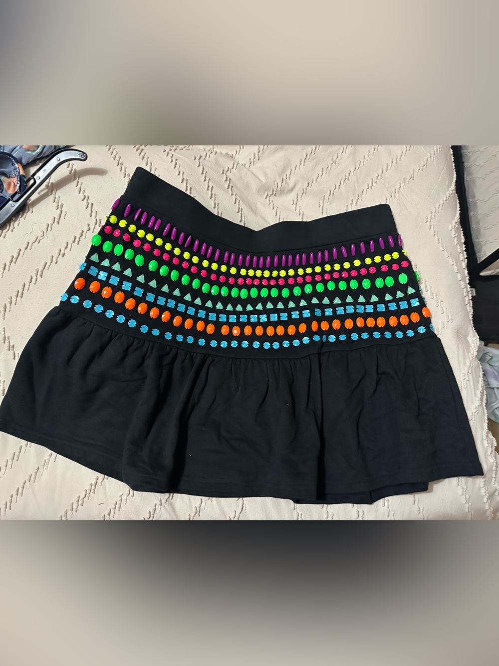 Queen of Sparkles- Black Skirt with Neon Embellishments